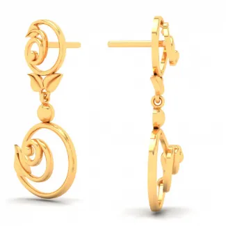 22k Spiral Gold Earrings With Tiny Leaves From Goldlites Collection