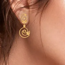 22k Spiral Gold Earrings With Tiny Leaves From Goldlites Collection