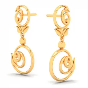 22k Spiral Gold Earrings With Tiny Leaves From Goldlites Collection