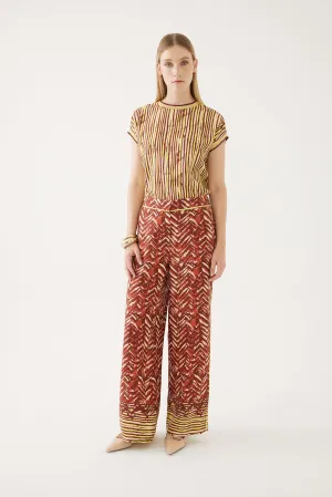 Abstract Print Wide Leg Pants