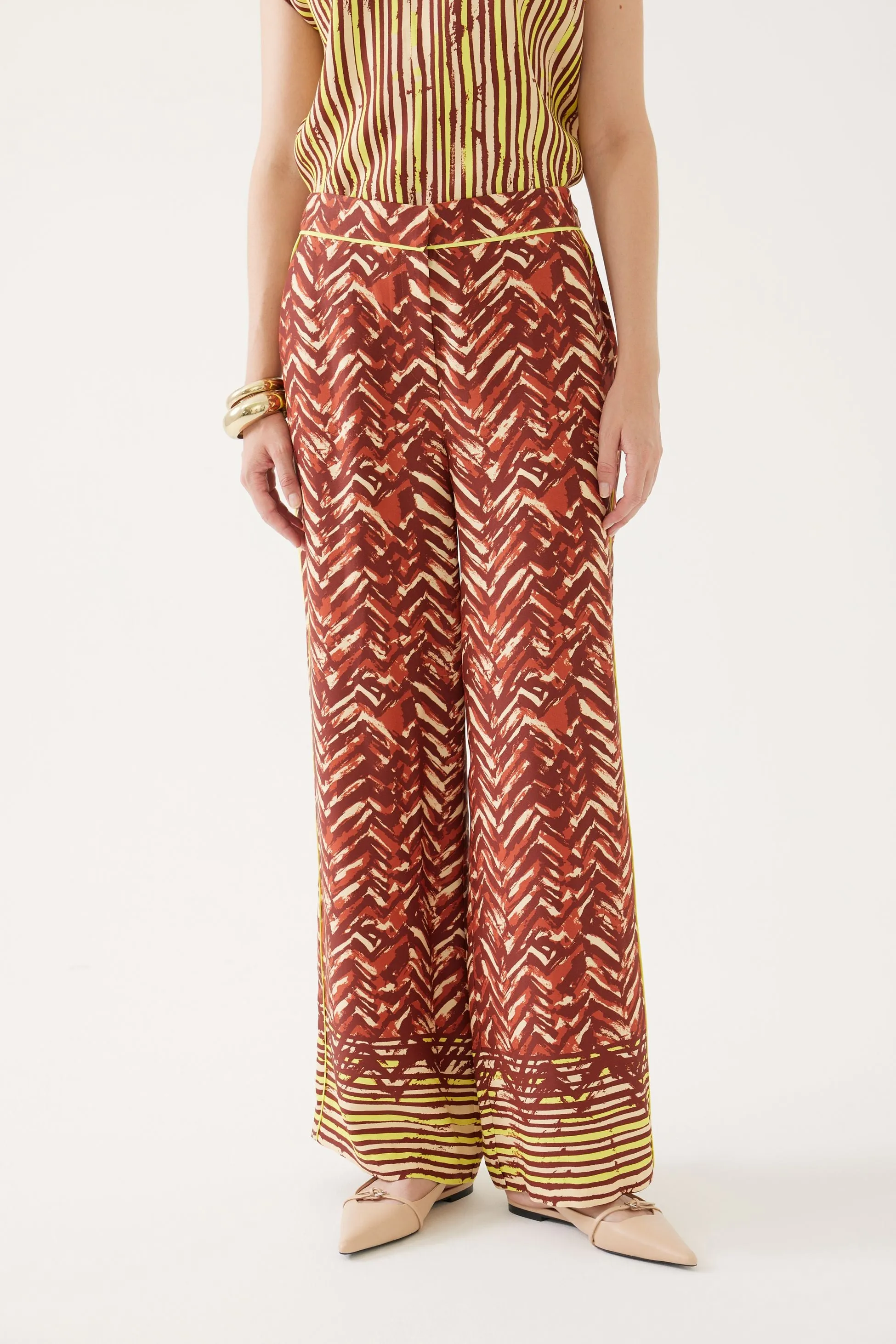 Abstract Print Wide Leg Pants