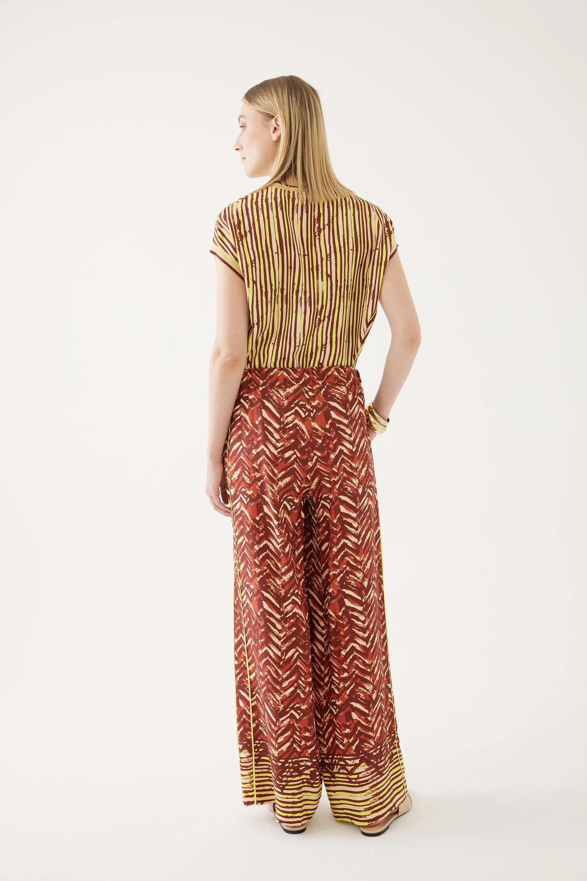 Abstract Print Wide Leg Pants