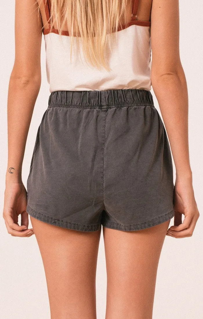 Afends Womens Sunday - Hemp Easy Shorts - Black Oil