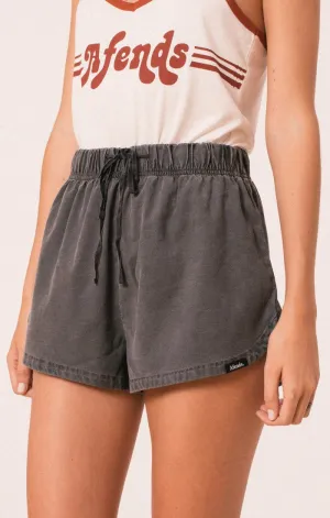 Afends Womens Sunday - Hemp Easy Shorts - Black Oil