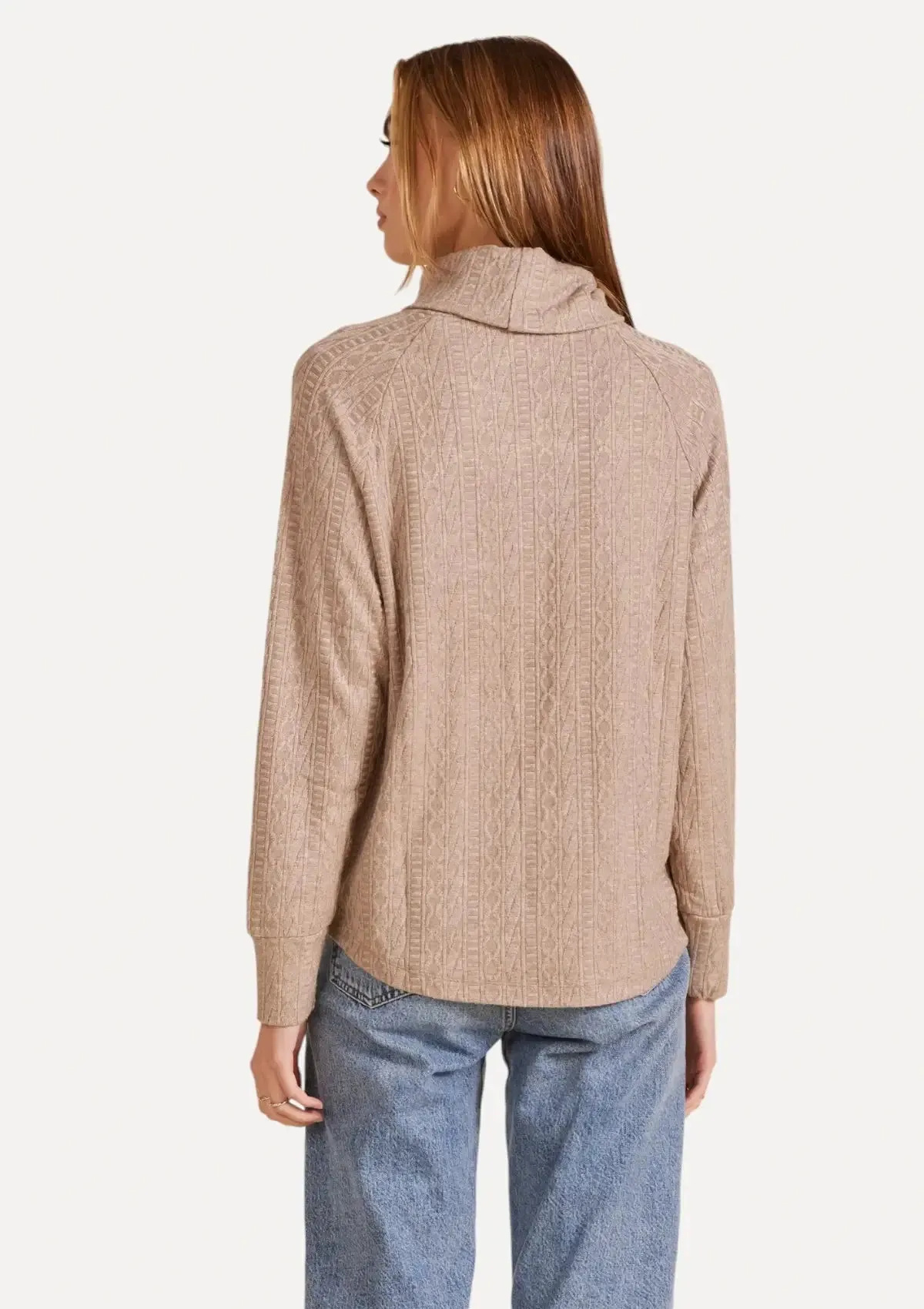 Alia Funnel Neck Top - Tan