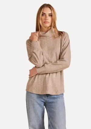 Alia Funnel Neck Top - Tan