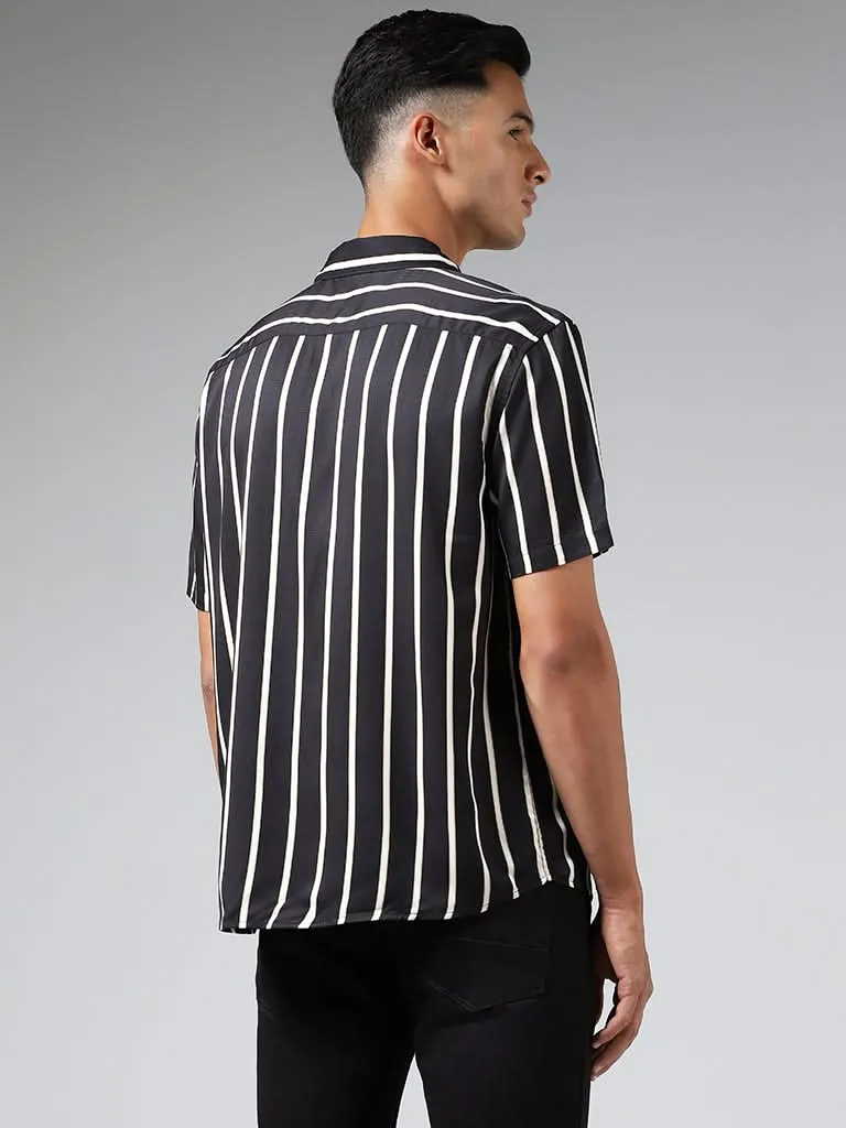 Ascot Black Striped Relaxed-Fit Shirt