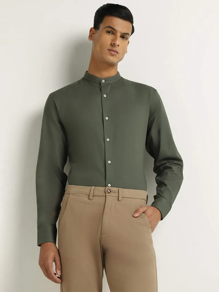 Ascot Green Cotton Relaxed Fit Shirt