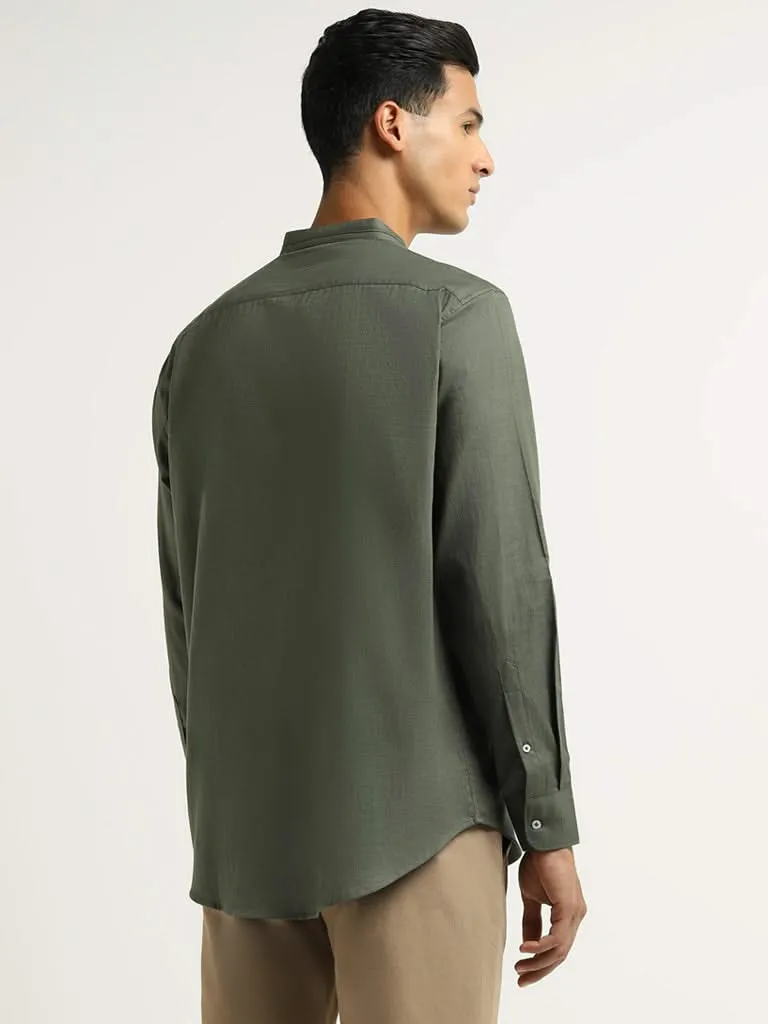 Ascot Green Cotton Relaxed Fit Shirt