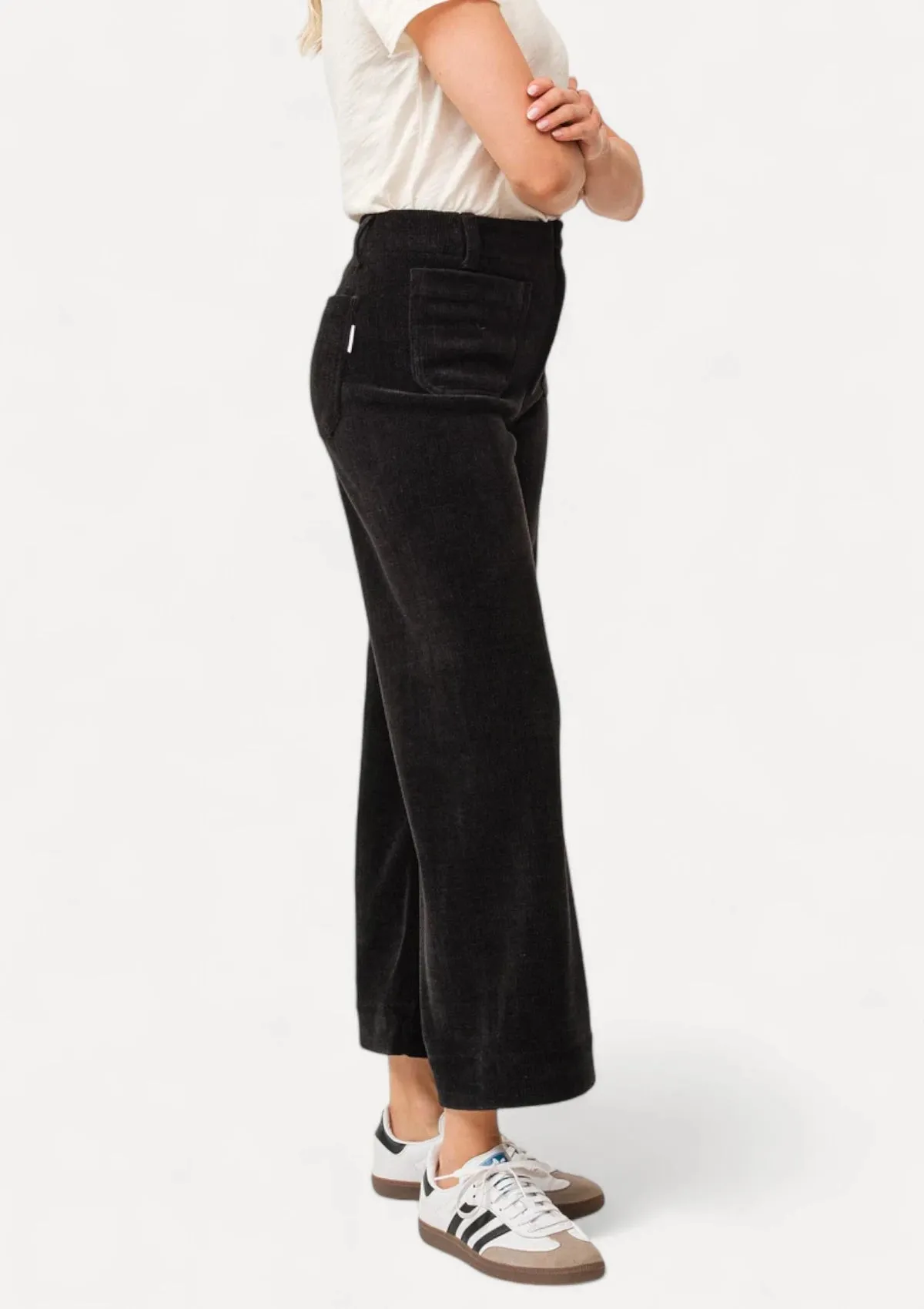 Audrey Corduroy High Rise Jeans - Black