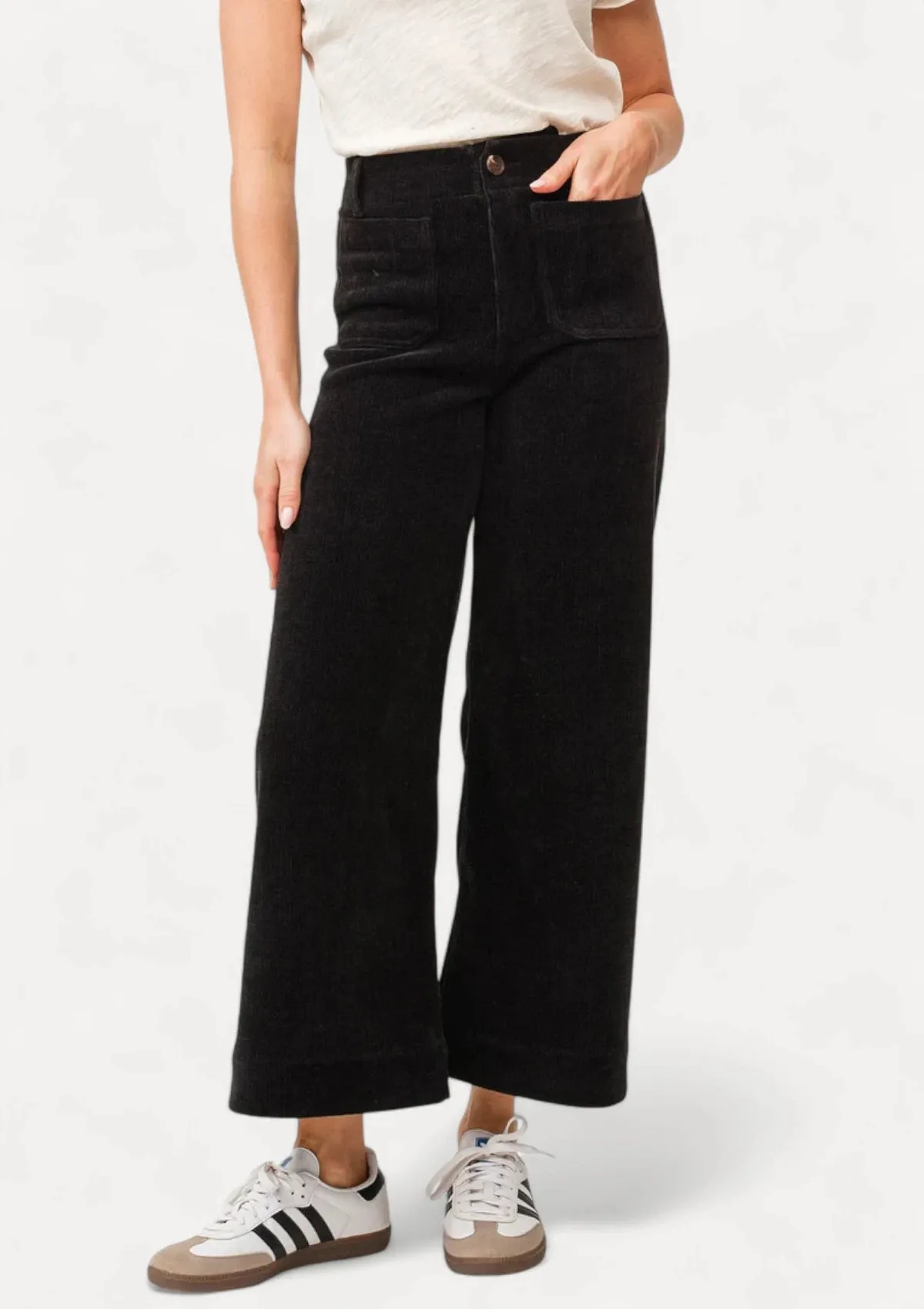 Audrey Corduroy High Rise Jeans - Black