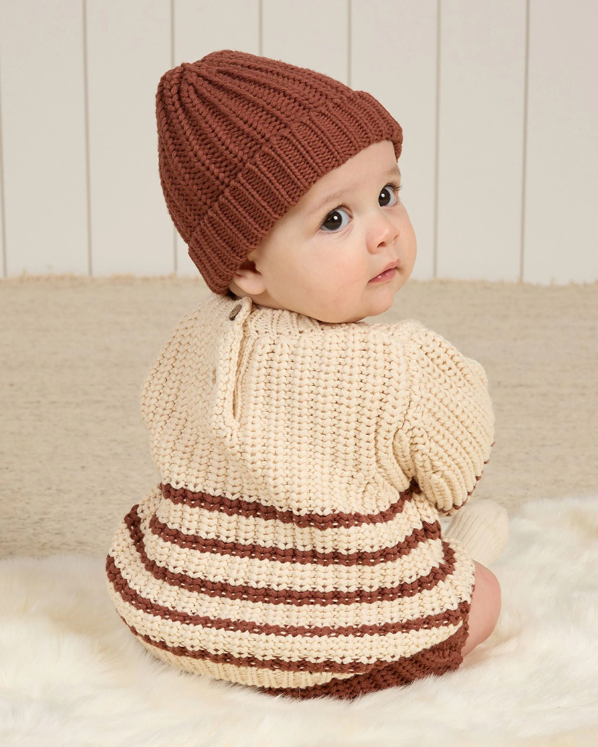 Baby Boy Sets | 2 PCS: Rex Sweater Cranberry Stripe and Luca Pants Holiday Check | Quincy Mae