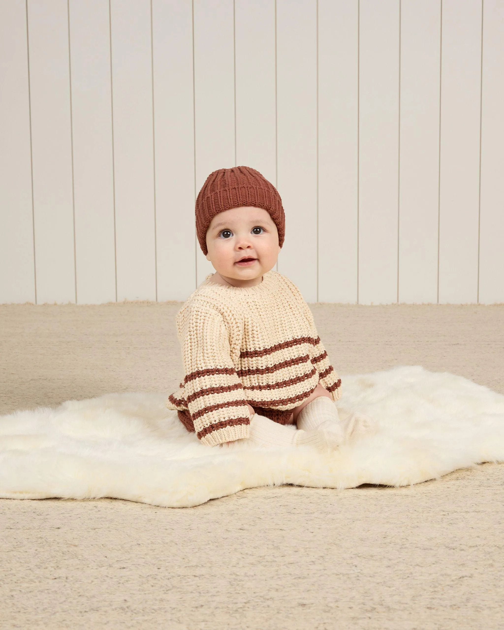 Baby Boy Sets | 2 PCS: Rex Sweater Cranberry Stripe and Luca Pants Holiday Check | Quincy Mae