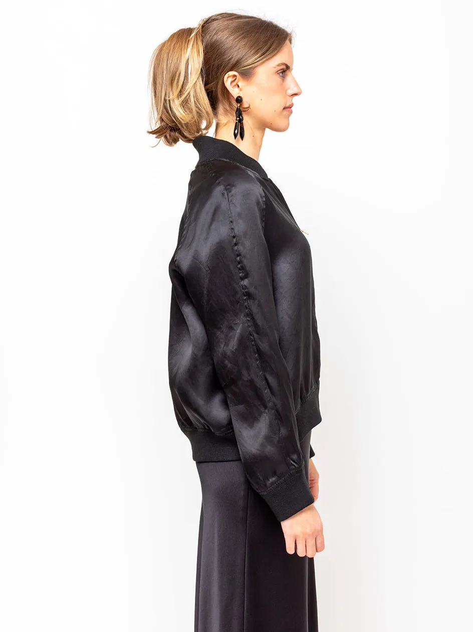 Bette Organza Bomber Jacket - Black