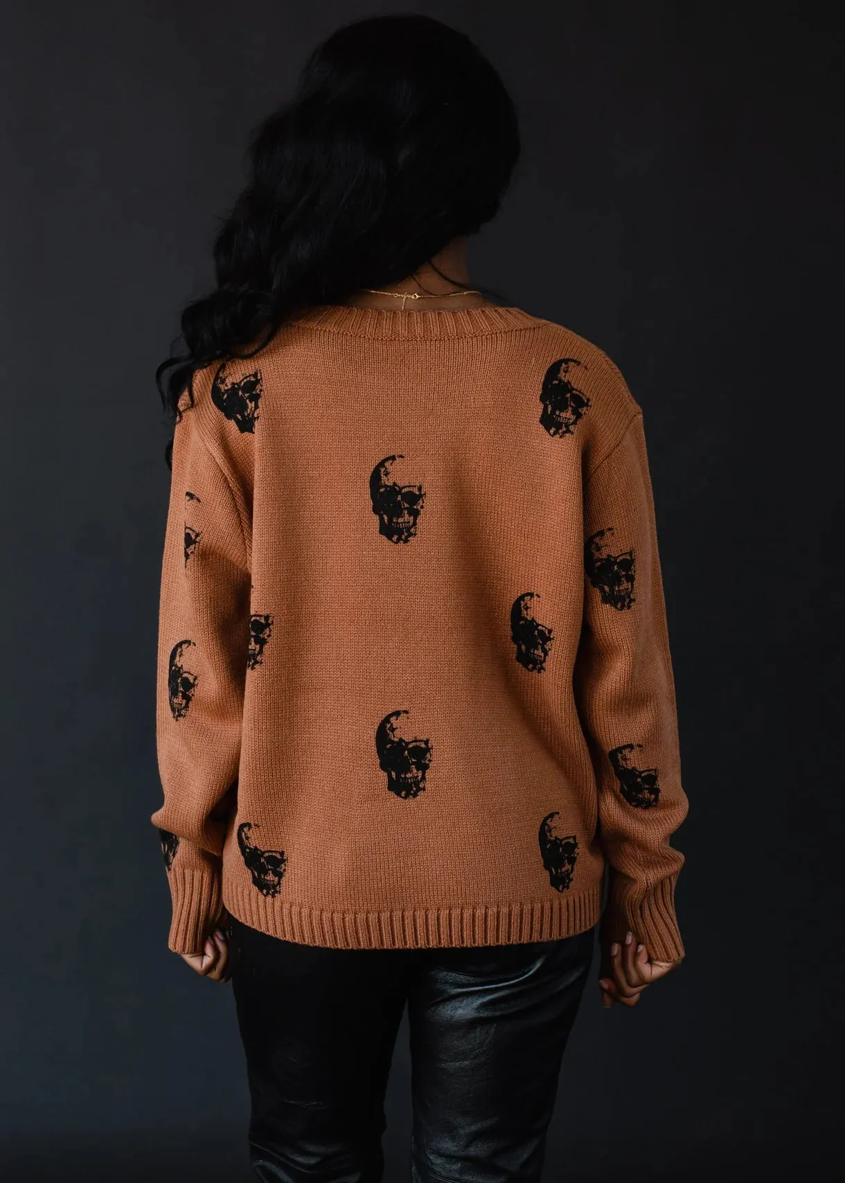 Brown Skull Sweater