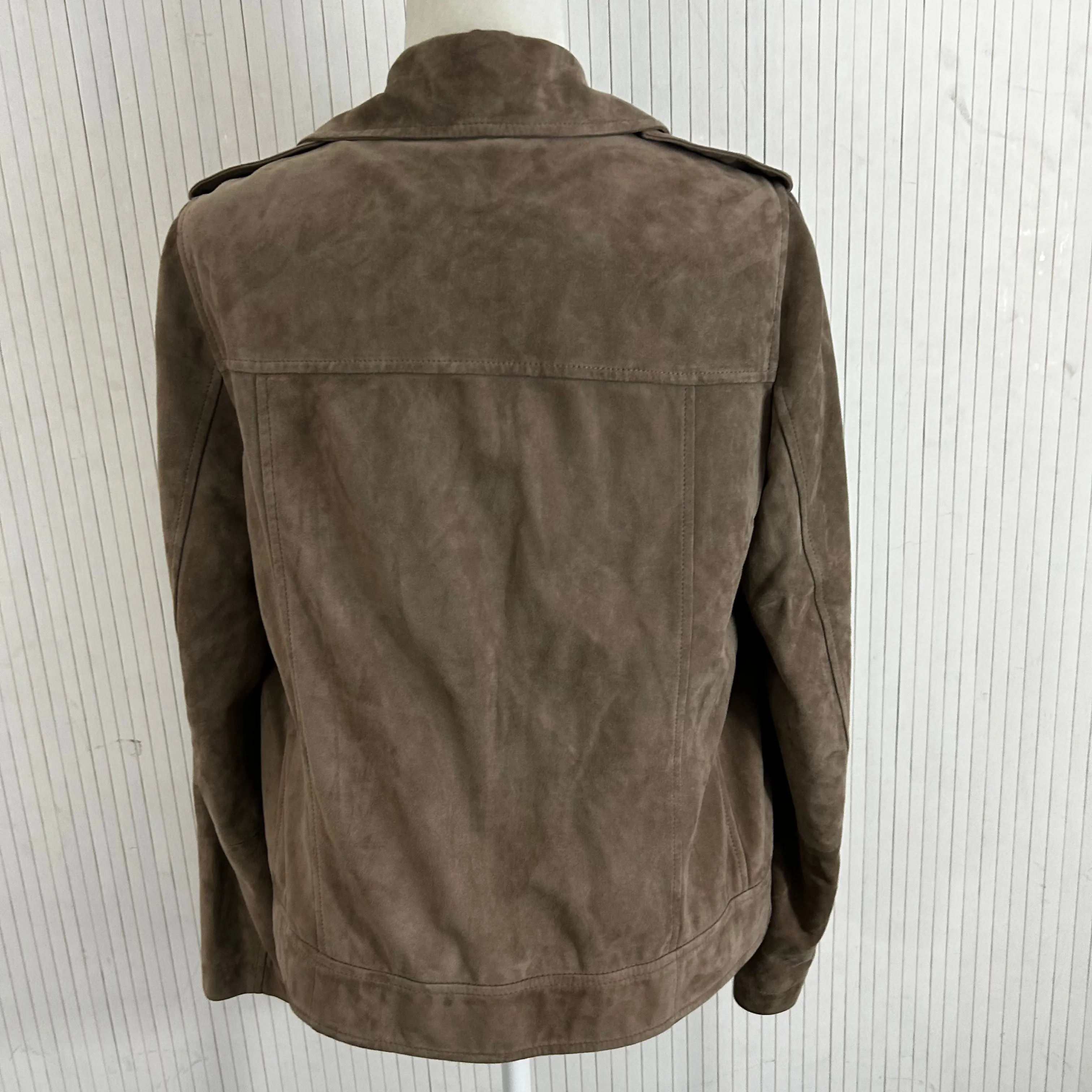 Brunello Cucinelli £4850 Cocoa Supersoft Suede Biker Jacket L