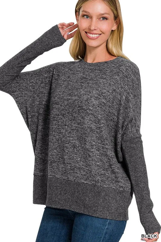 Brushed Melange Hacci Dolman Sleeve Sweater