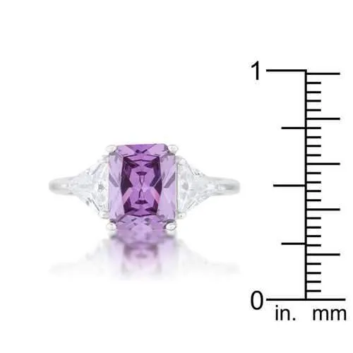 Classic Amethyst Rhodium Engagement Ring