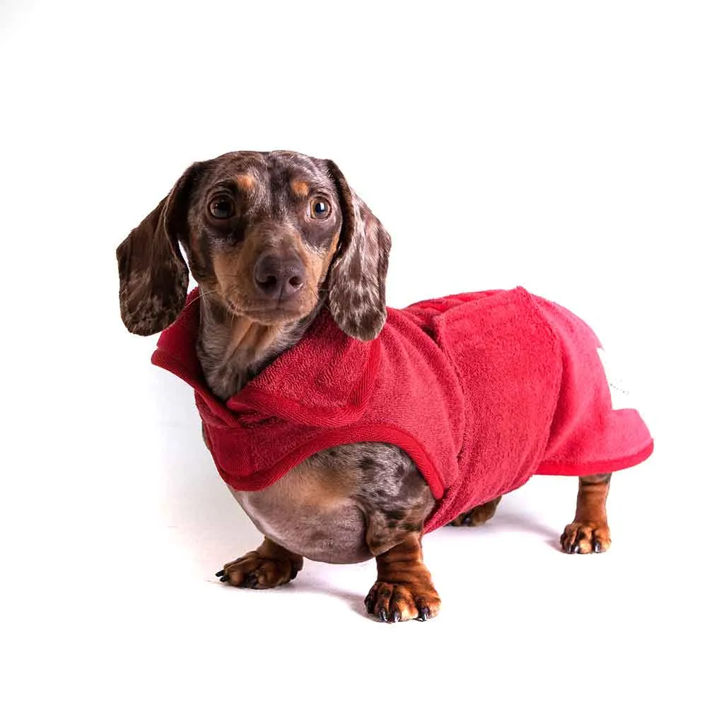 Classic Dog Drying Coat in Red by Ruff and Tumble