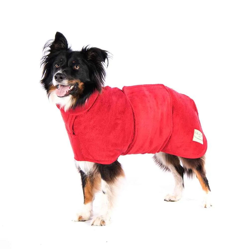 Classic Dog Drying Coat in Red by Ruff and Tumble