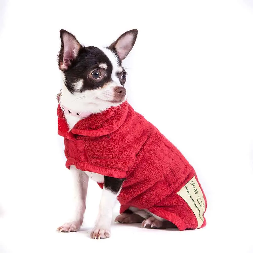 Classic Dog Drying Coat in Red by Ruff and Tumble