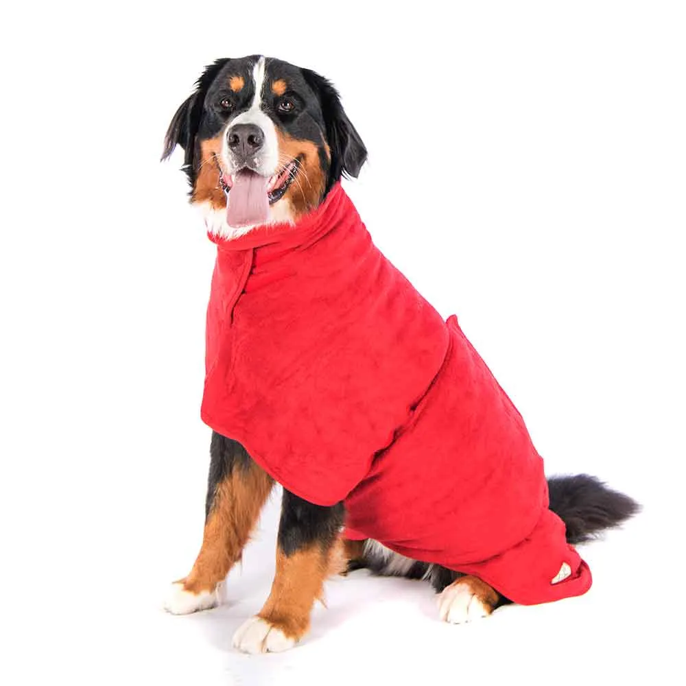 Classic Dog Drying Coat in Red by Ruff and Tumble