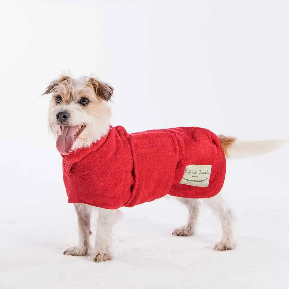 Classic Dog Drying Coat in Red by Ruff and Tumble