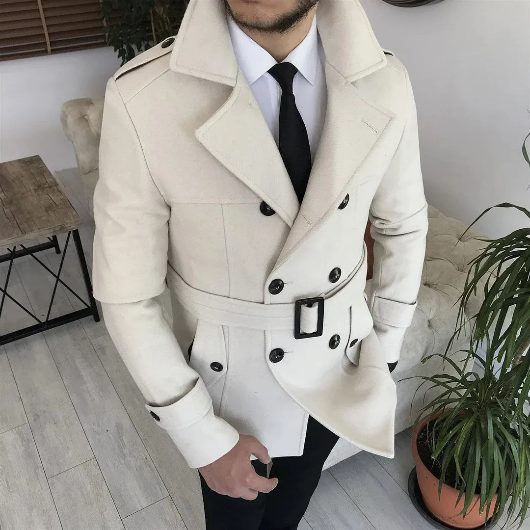 Classic White British Style Short Trench Coat