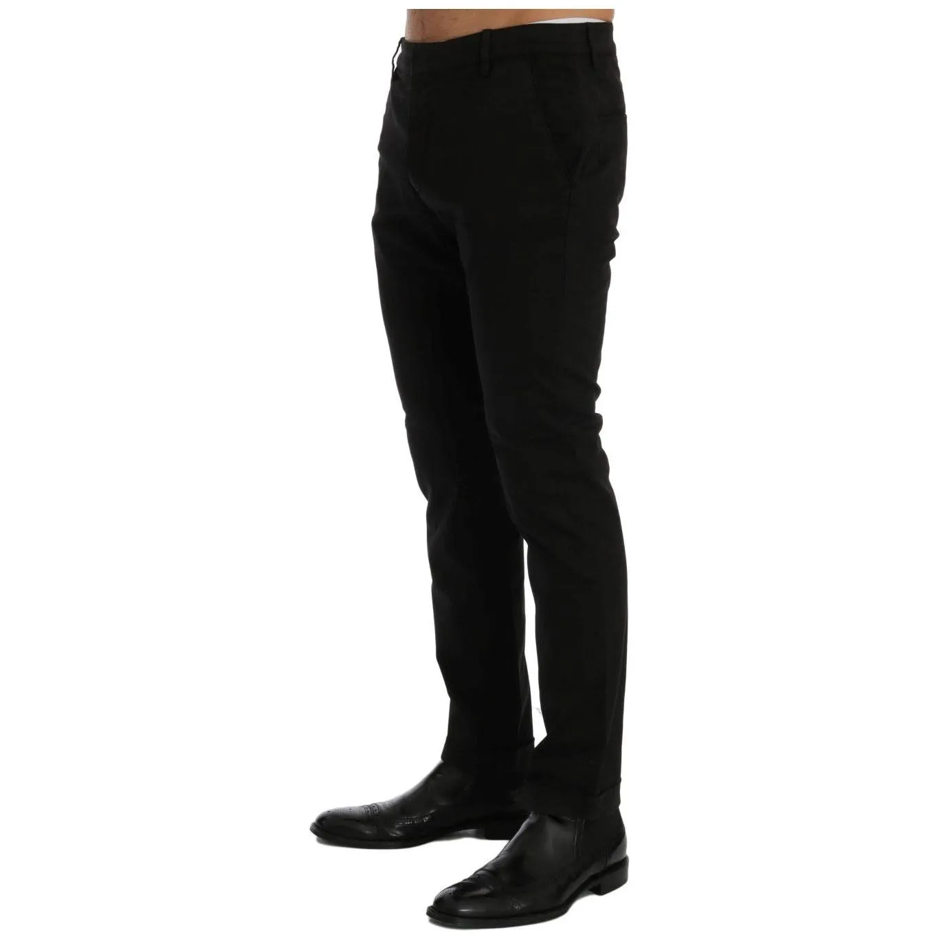 Costume National Chic Black Slim Fit Cotton Stretch Pants