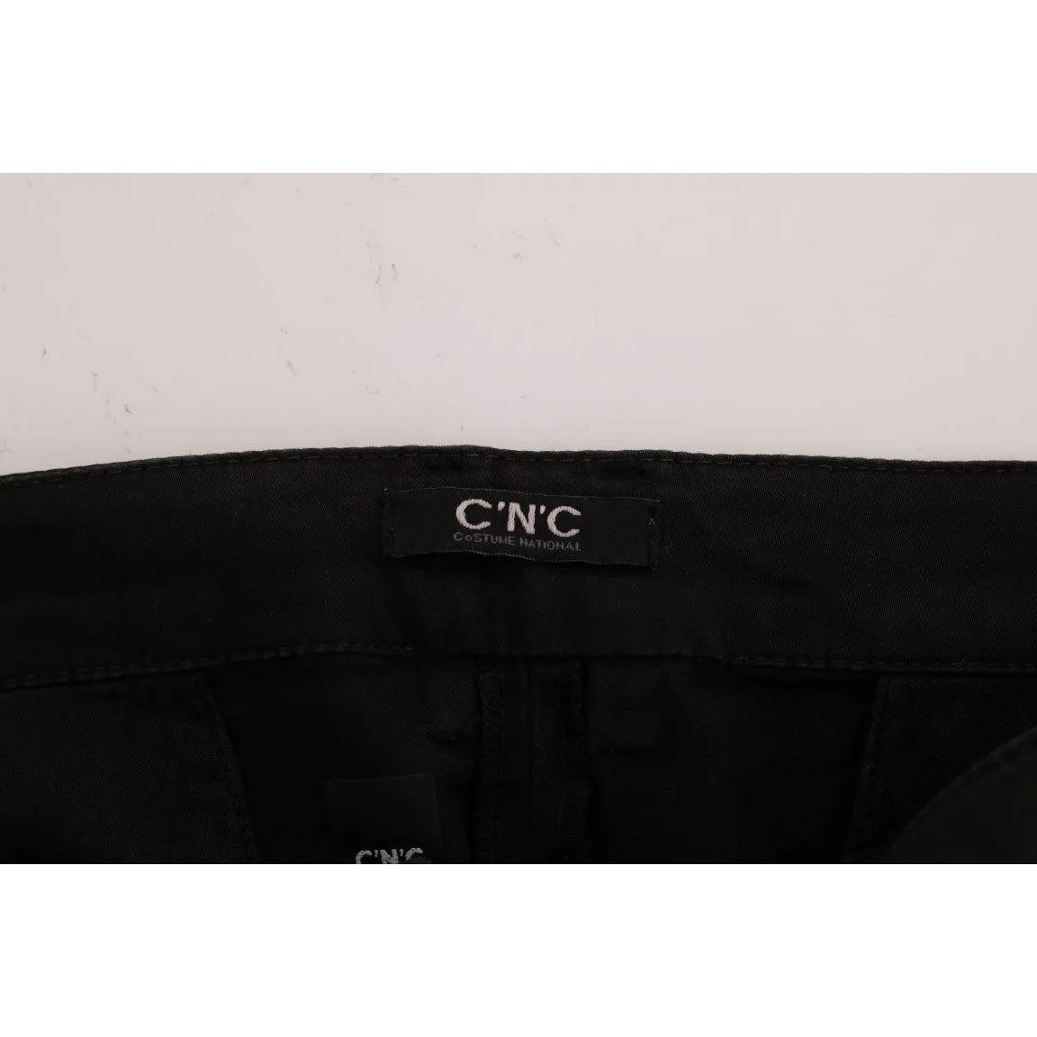 Costume National Chic Black Slim Fit Cotton Stretch Pants