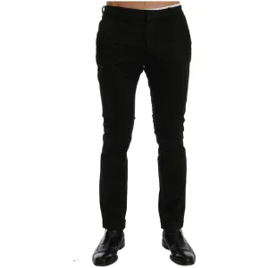 Costume National Chic Black Slim Fit Cotton Stretch Pants