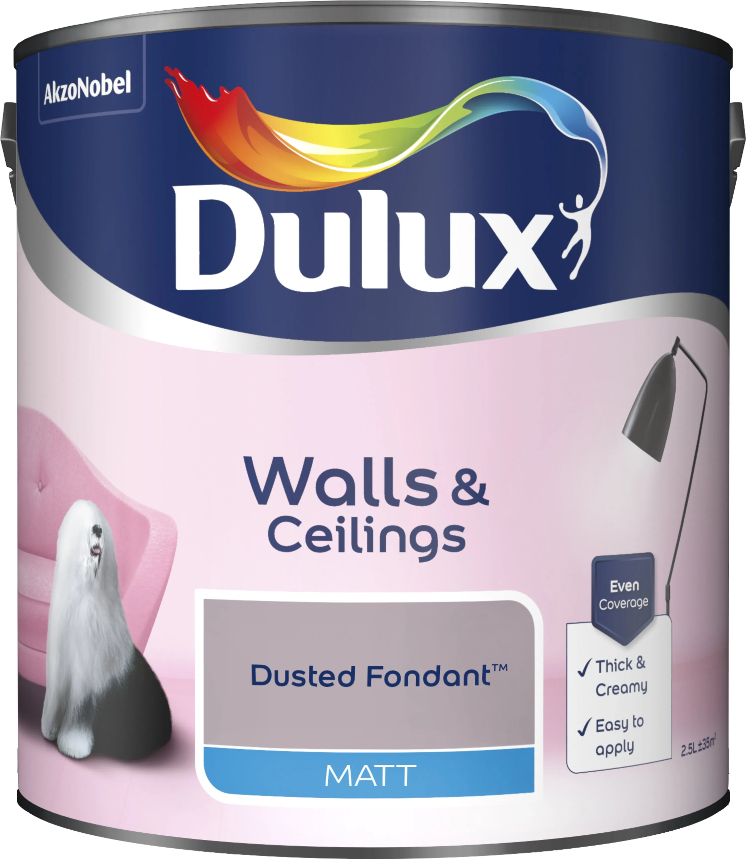 Dulux Matt Emulsion Paint For Walls And Ceilings - Dusted Fondant 2.5L