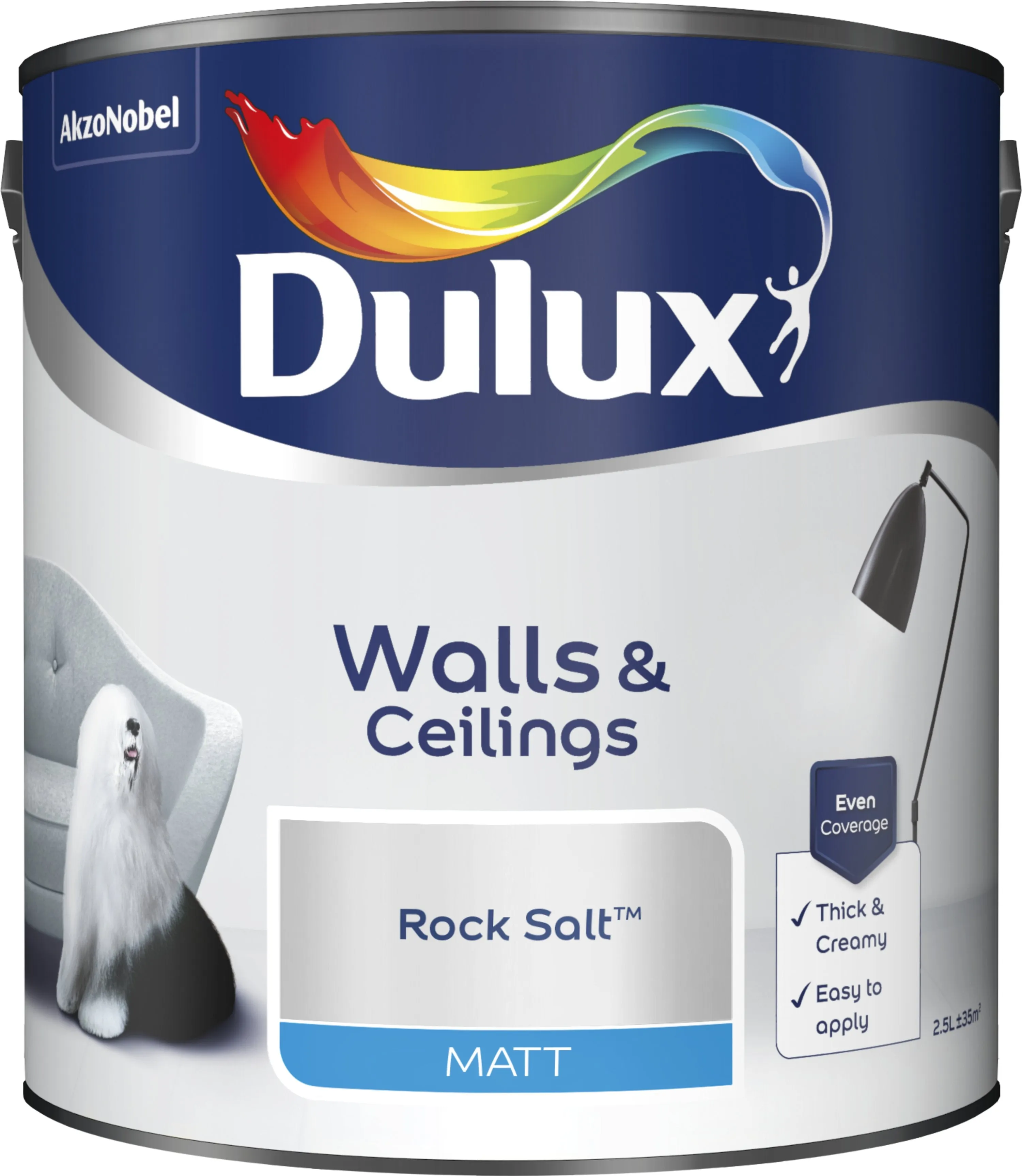 Dulux Matt Emulsion Paint For Walls And Ceilings - Rock Salt 2.5L