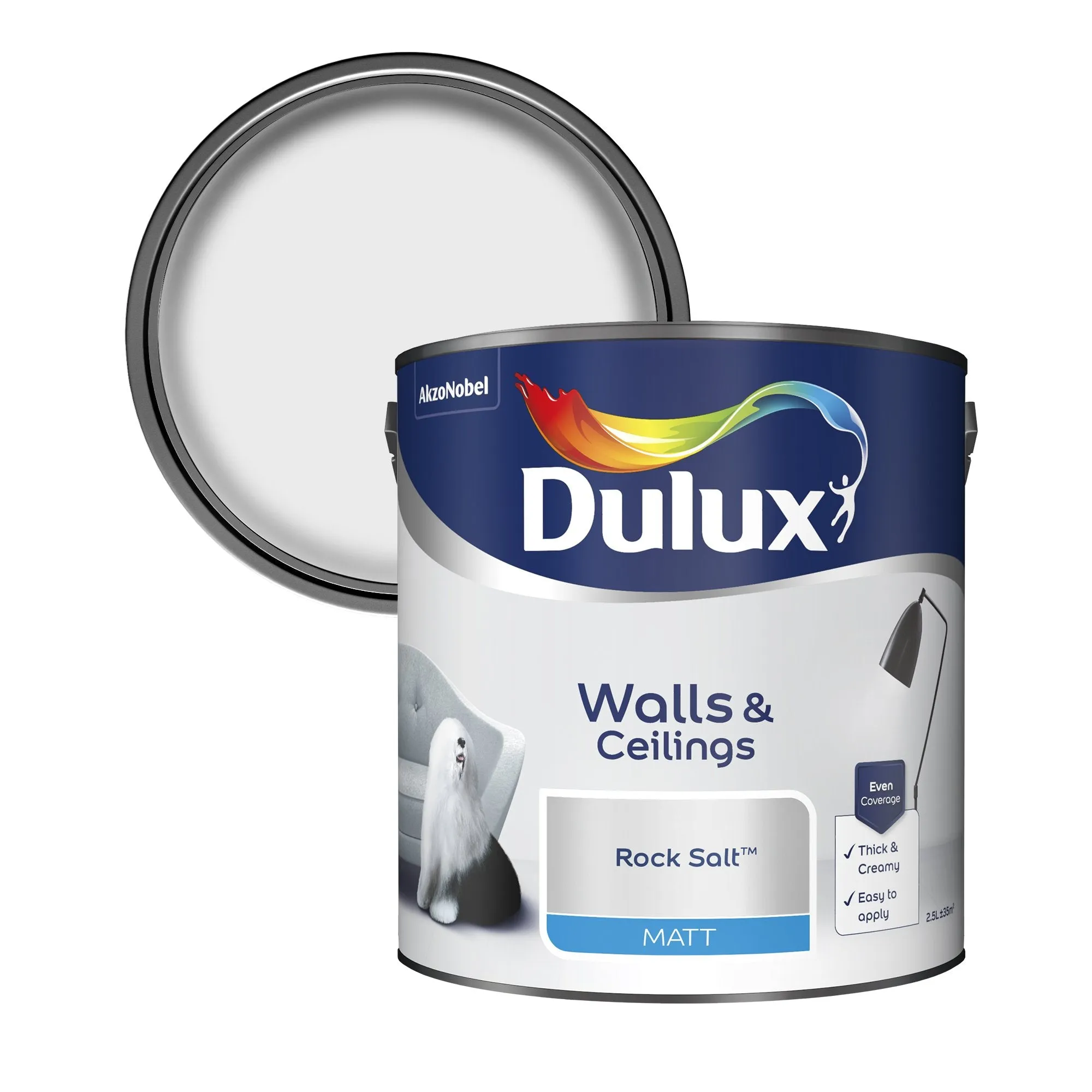 Dulux Matt Emulsion Paint For Walls And Ceilings - Rock Salt 2.5L