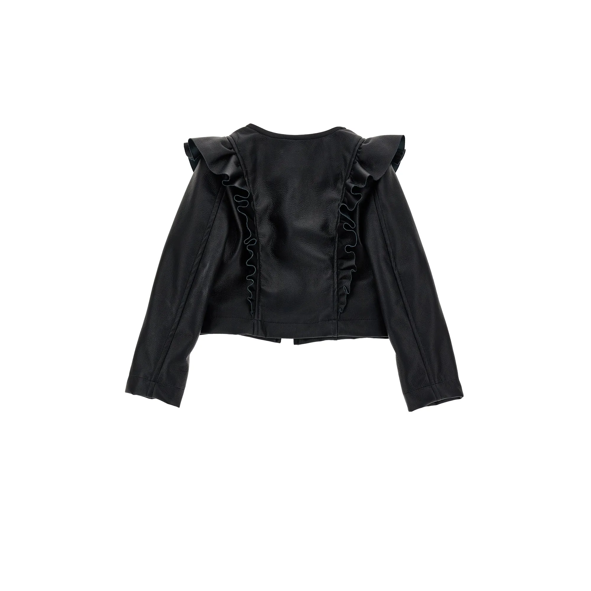 Frilled Biker Black Jacket