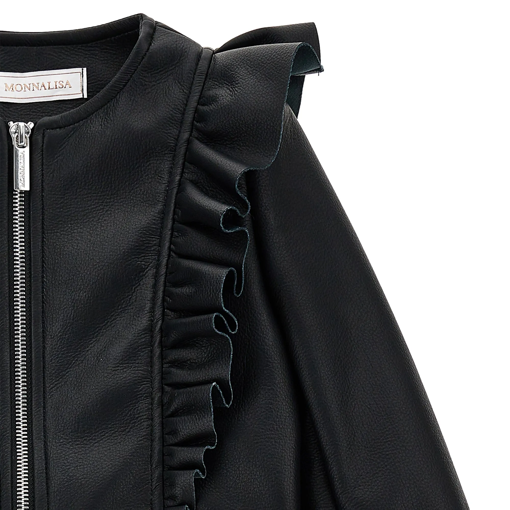 Frilled Biker Black Jacket