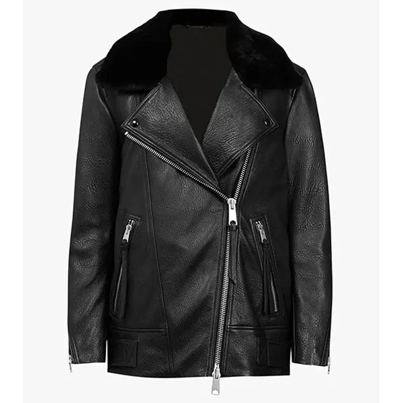 Genuine Fay Black Shearling Collar Jacket