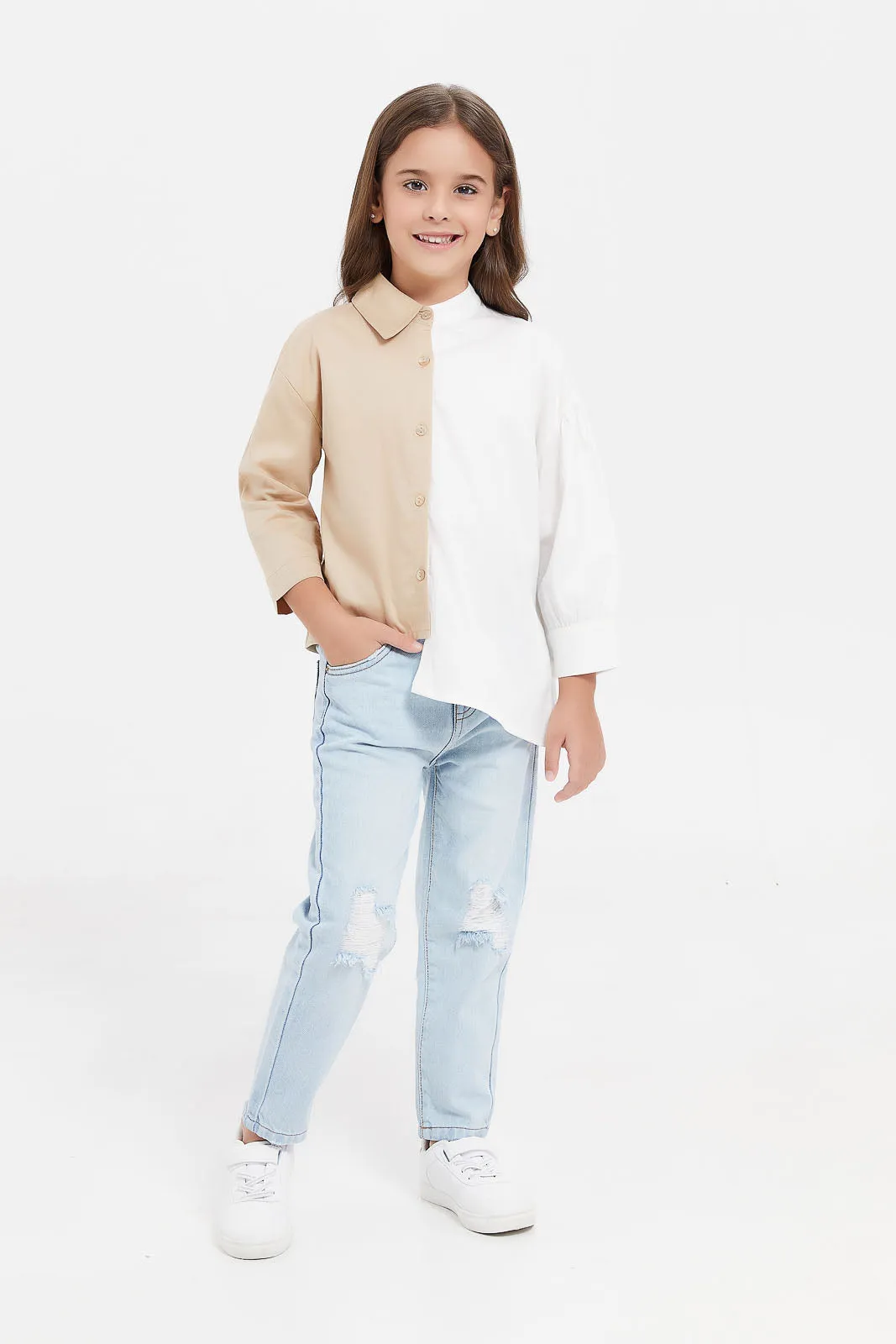 Girls Blue Baggy Fit Jeans