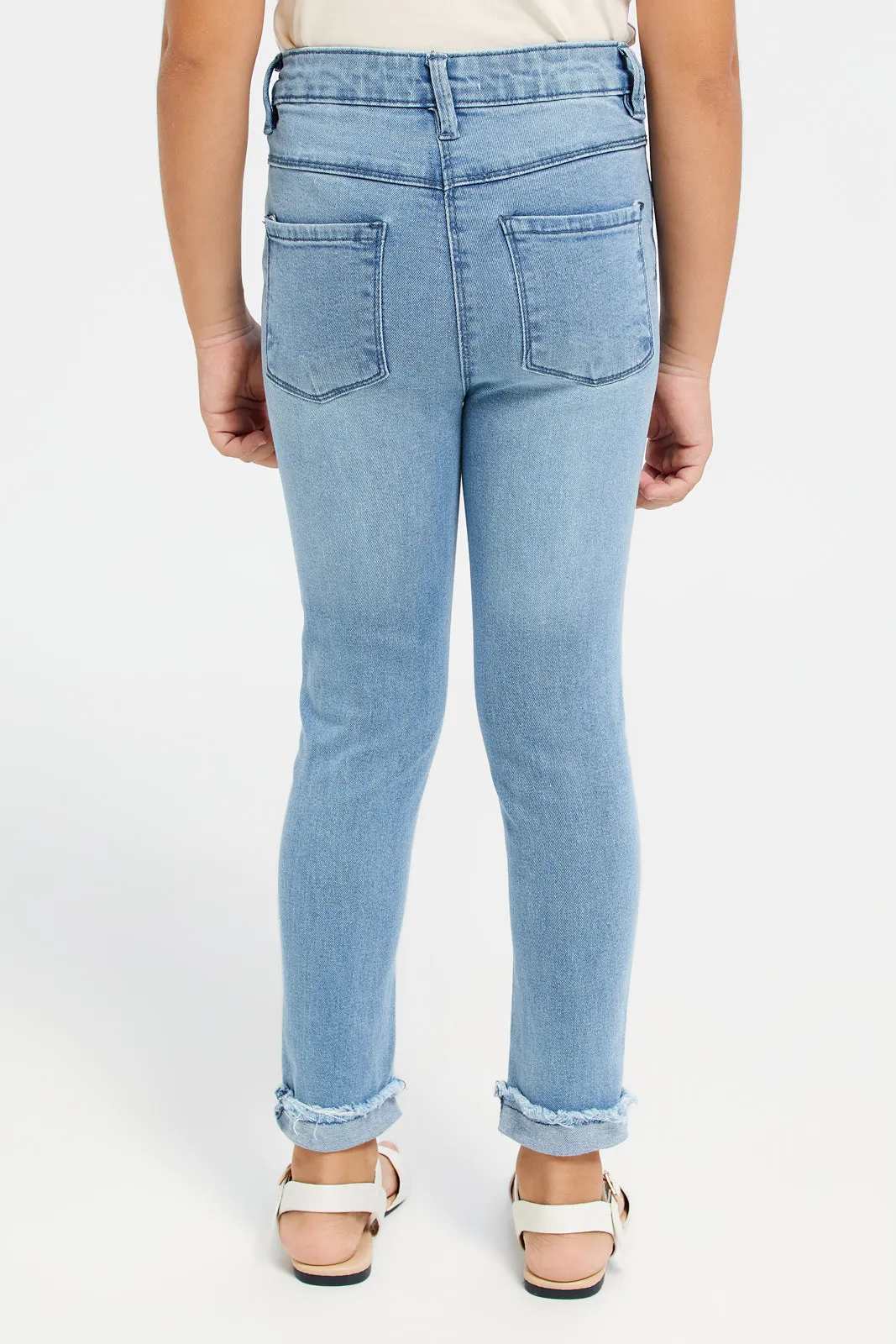 Girls Blue Star Embellished Denim Jeans