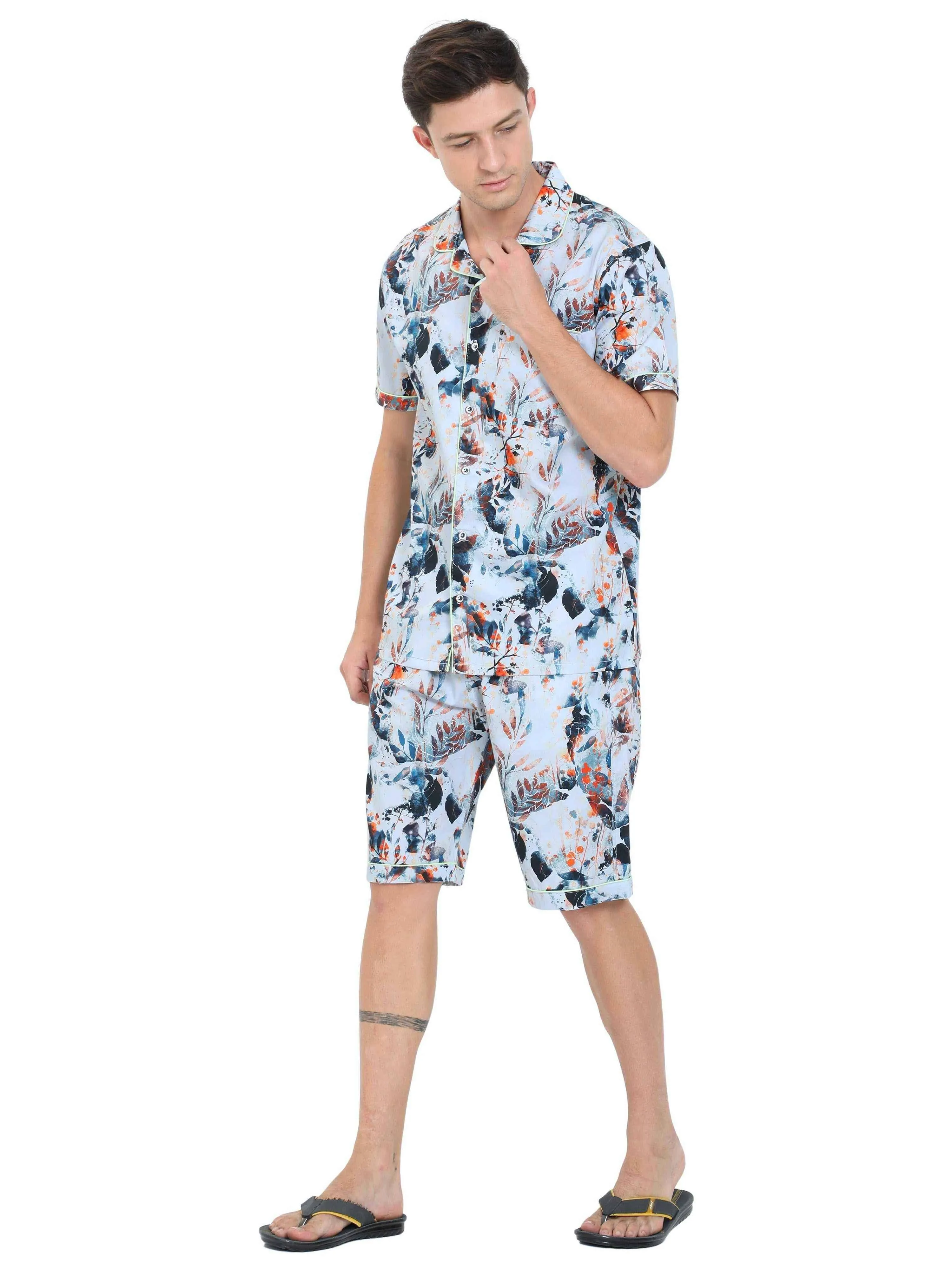 Guniaa Men's James Printed Night Wear Shorts