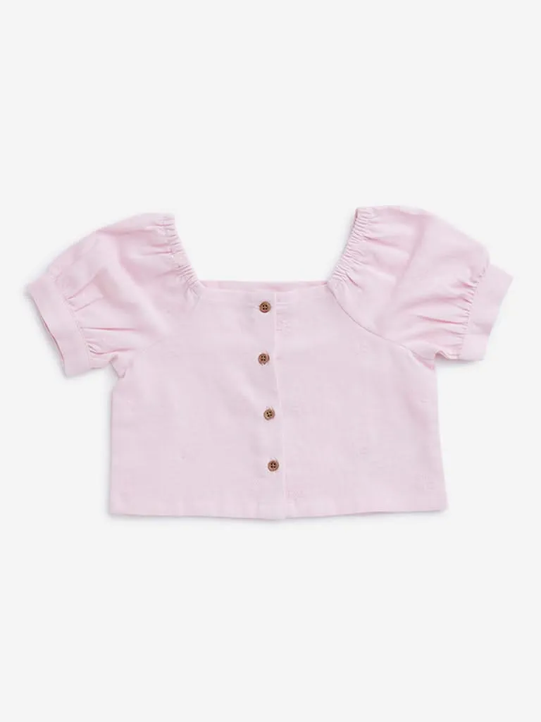 HOP Kids Light Pink Embroidered Top