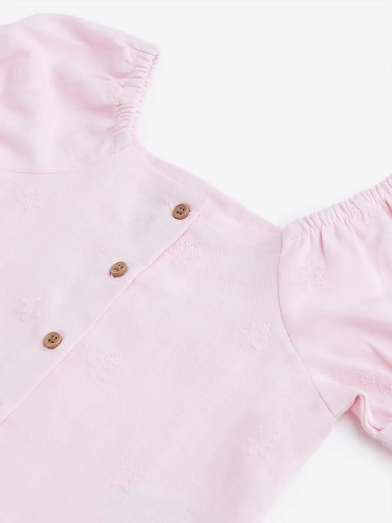 HOP Kids Light Pink Embroidered Top