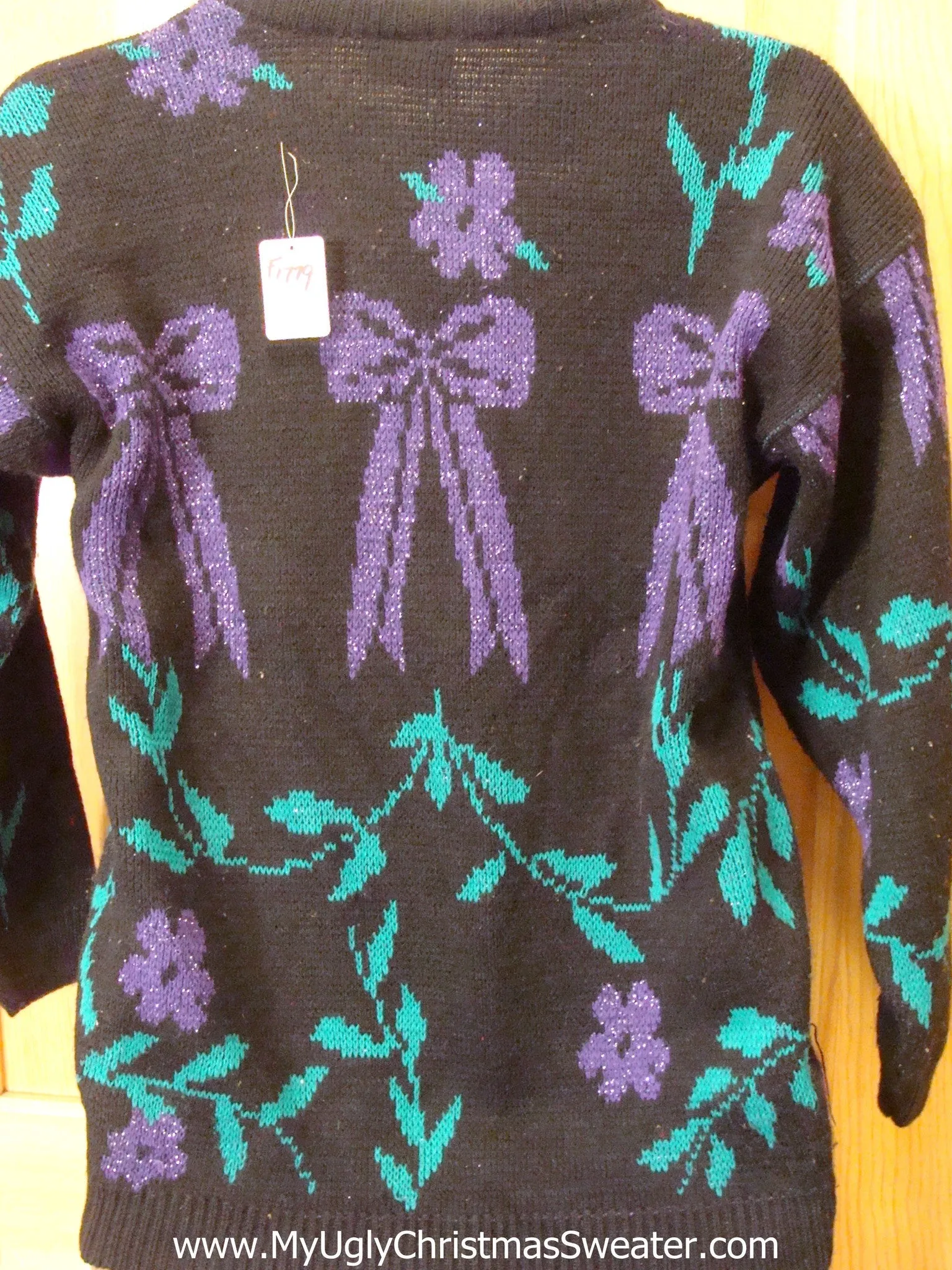 Horrible 80s Purple Black Tacky Christmas Sweater