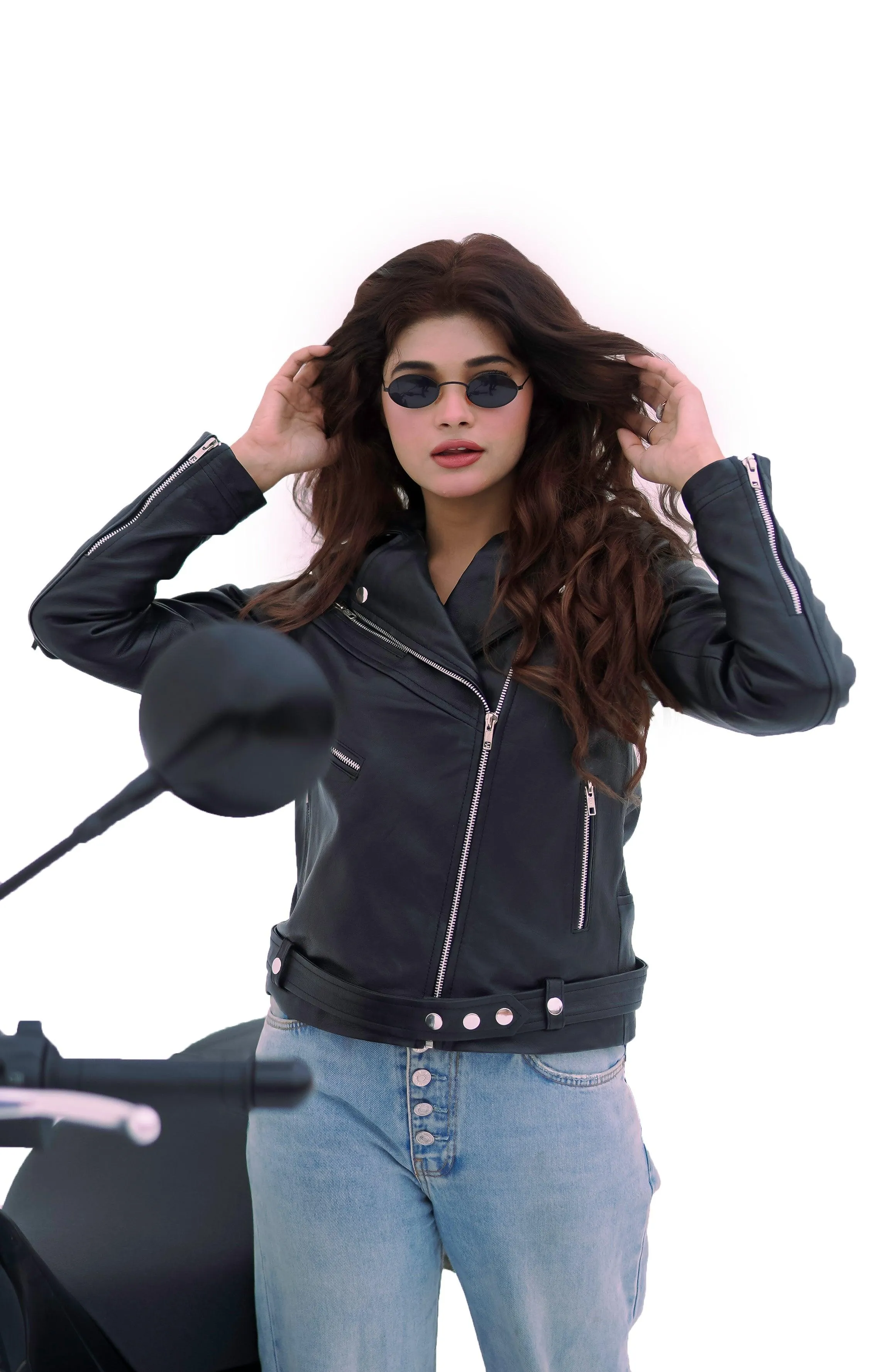 In-dominus Women Brando Real Leather Classic Biker Leather Jacket Soft Lambskin