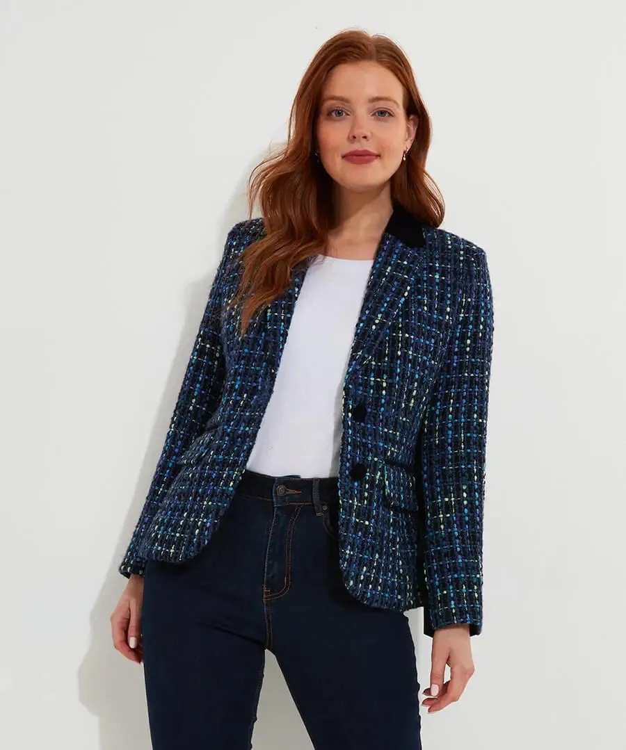 Joe Browns 8 Blue Tiah Tweed Jacket