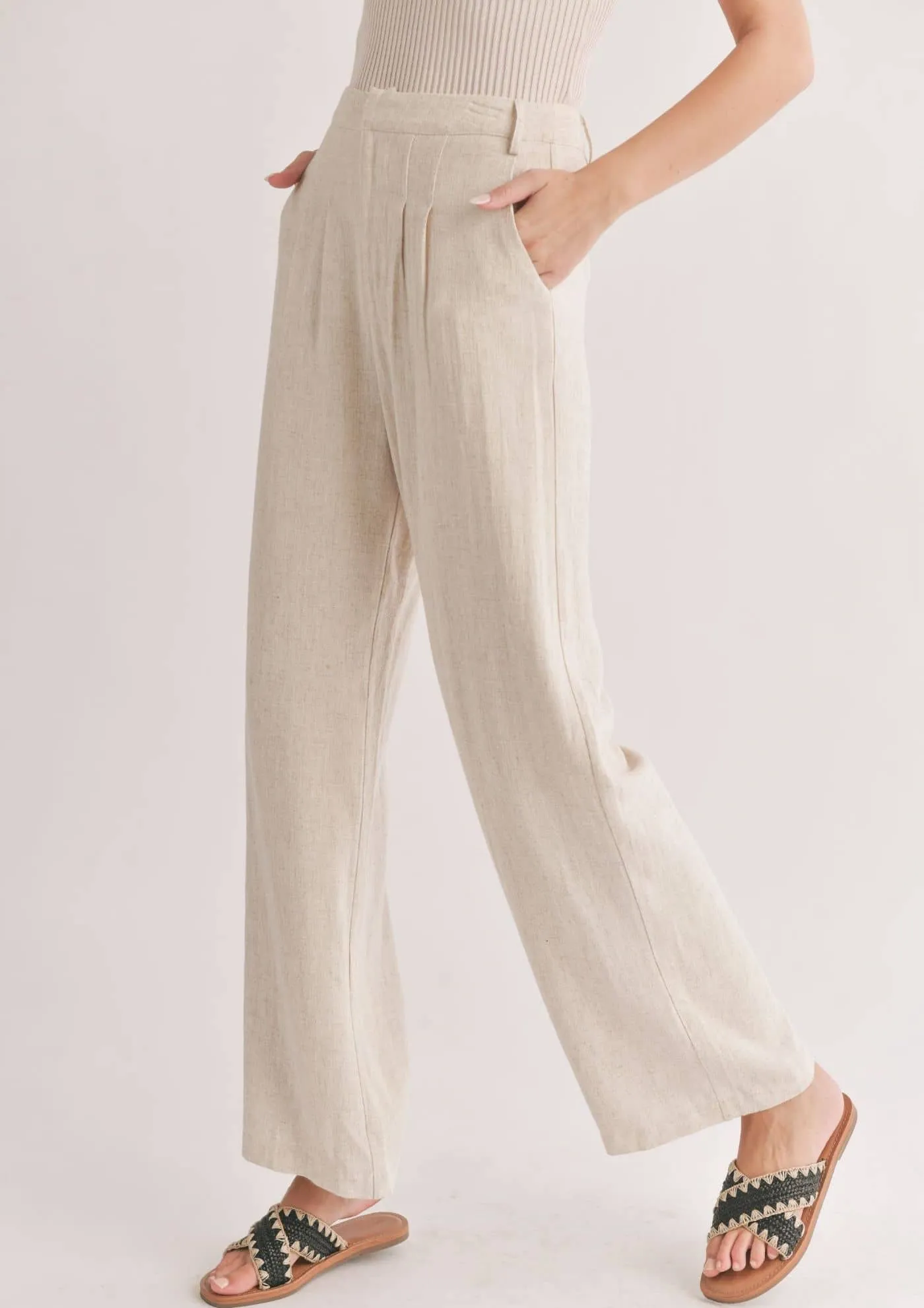 La Luna Pleated Trousers - Oatmeal