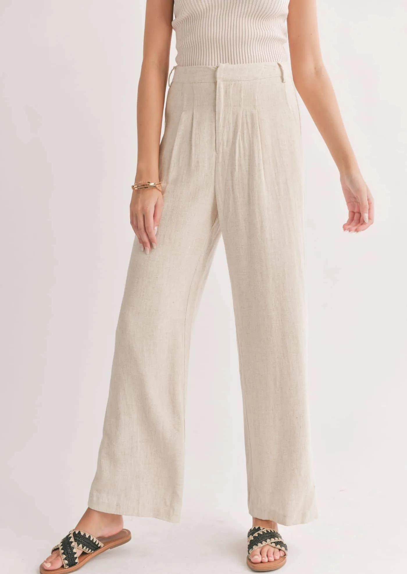 La Luna Pleated Trousers - Oatmeal