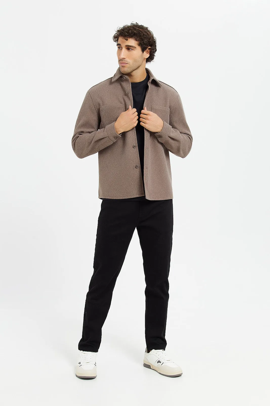 Men Brown Melton Jacket