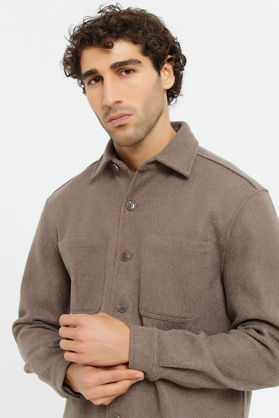 Men Brown Melton Jacket