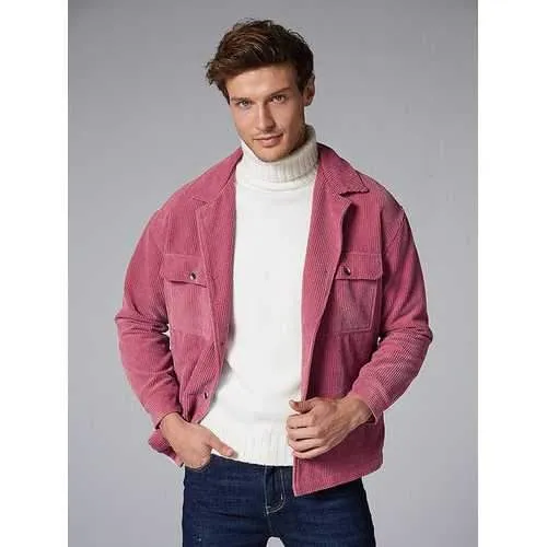 Mens Plain Solid Color Corduroy Jackets